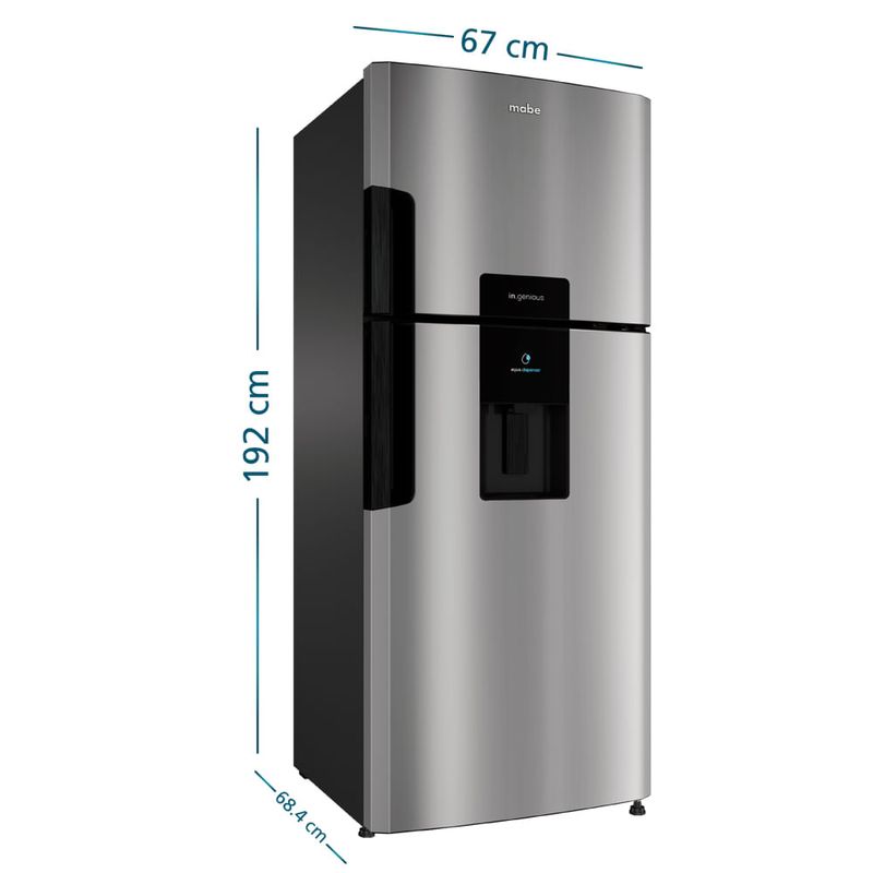 B_Mabe_Refrigerador_470Lts_Inox_RMP470YCU_Derecha_Isometrico